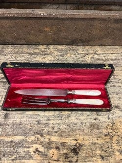 JENNY FINDS Kitchen Tools & Utensils · French Fork and Knife Serving Set – Silver and Ivory Polished Marble