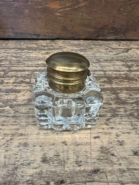 JENNY FINDS writing Vintage Crystal and Brass Ink Well