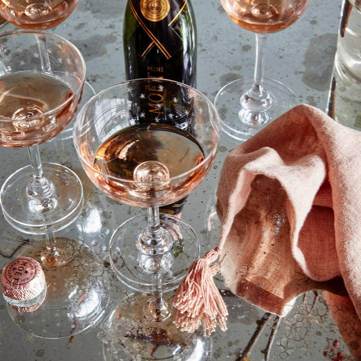 THE HUNTRESS home goods - glassware Star Engraved Crystal Coupes