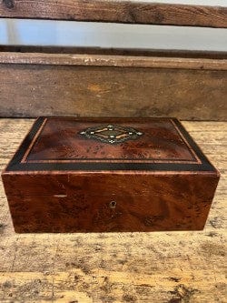 JENNY FINDS Decorative Box Burlwood Vintage Jewelry Box Mosaic Inlay