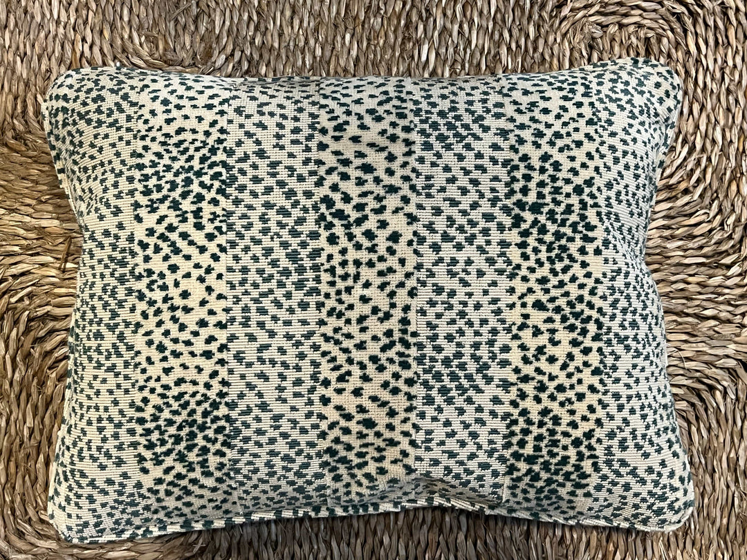 The Huntress New York 12"x16" Teal Spotted Velvet Lumbar