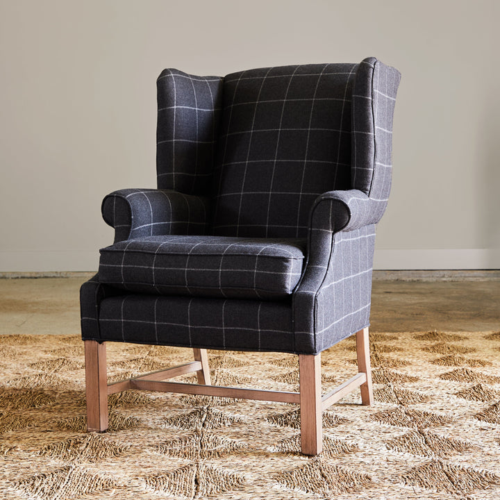 THE HUNTRESS NEW YORK Chairs Charcoal Windowpane Apollo Chair