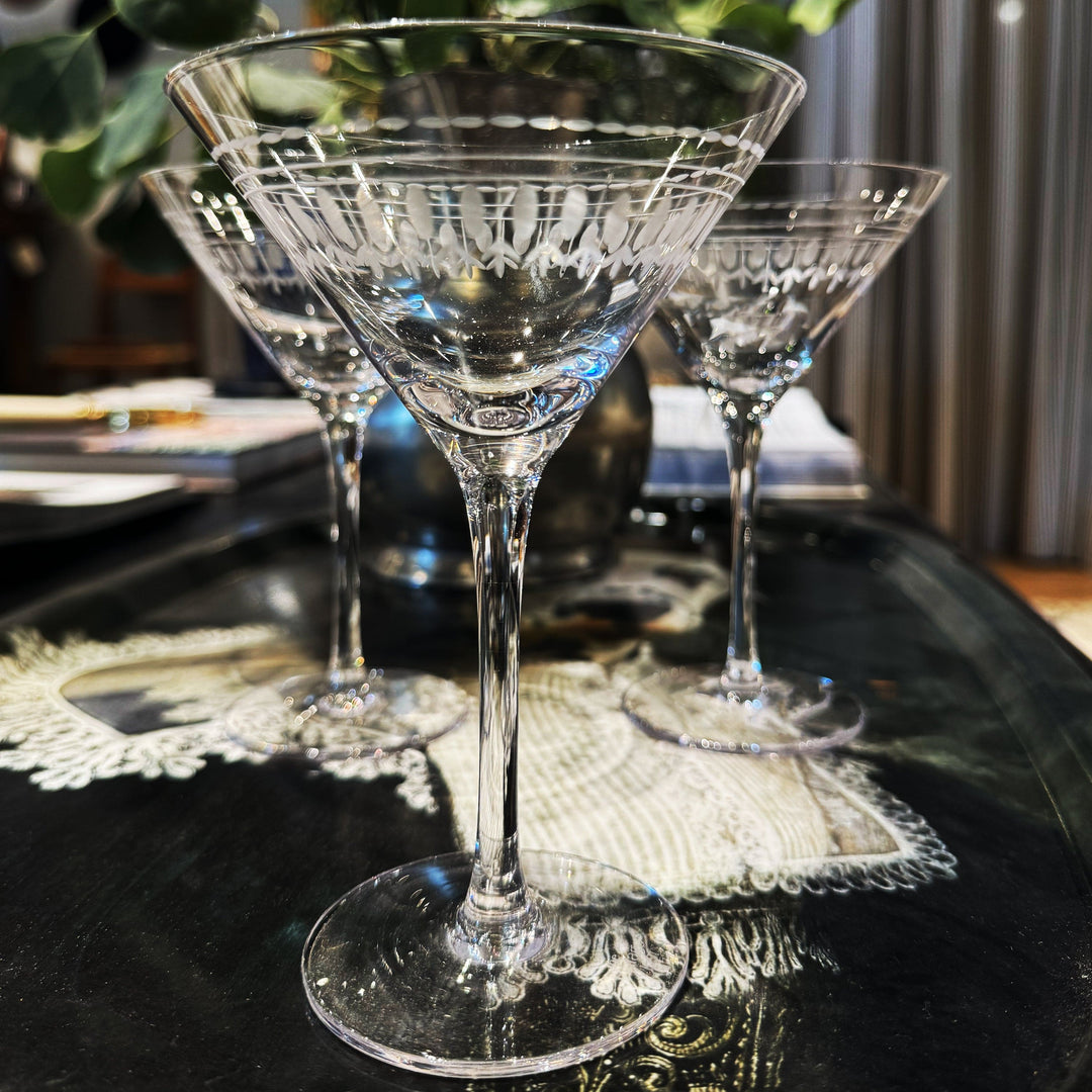 The Vintage List Stemware Etched Martini Glass