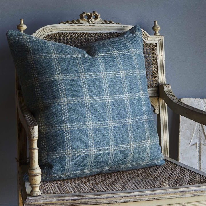 Angelina's Designing Soft Furnishings - Pillow Indigo &amp; Gray Windowpane Check Pillow