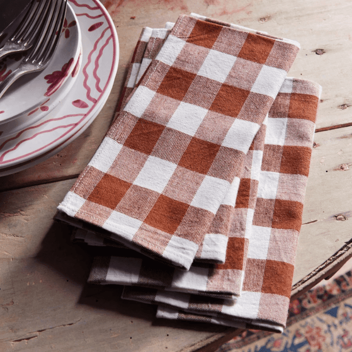 Heather Taylor Home Home Goods - Napkins Nutmeg Heather Taylor Home | Gingham Napkins