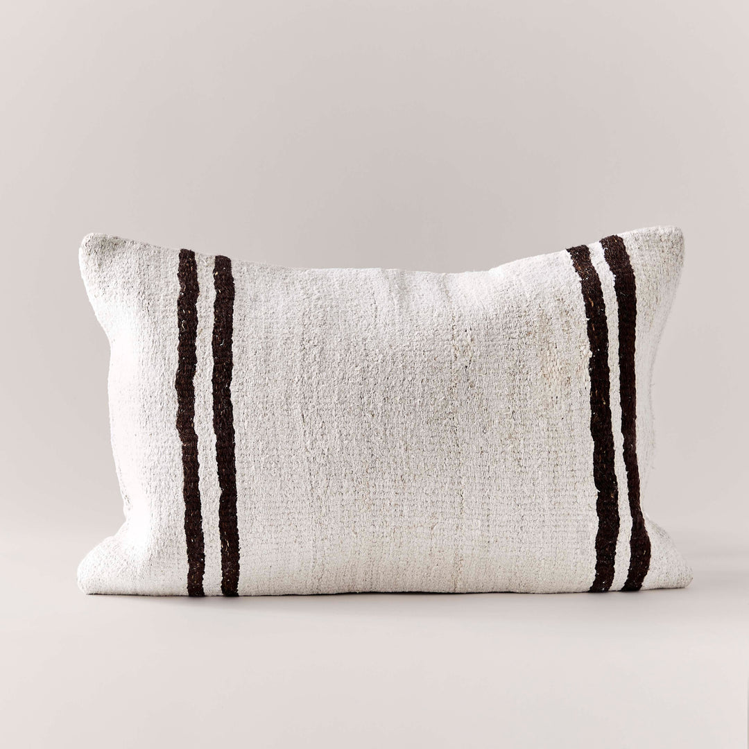 THE HUNTRESS Pillows Cream Turkish Kilim Stripe Lumbar Pillow