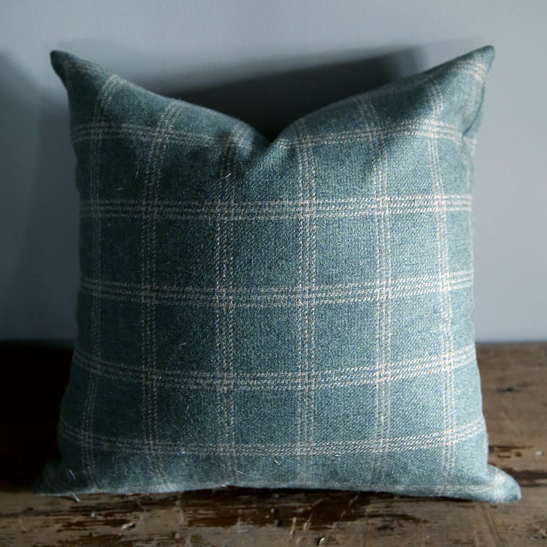 THE HUNTRESS Soft Furnishings - Pillow Teal / 2lbs 9 oz Radiant Lee Jofa Mulberry Plaid Teal Pillow